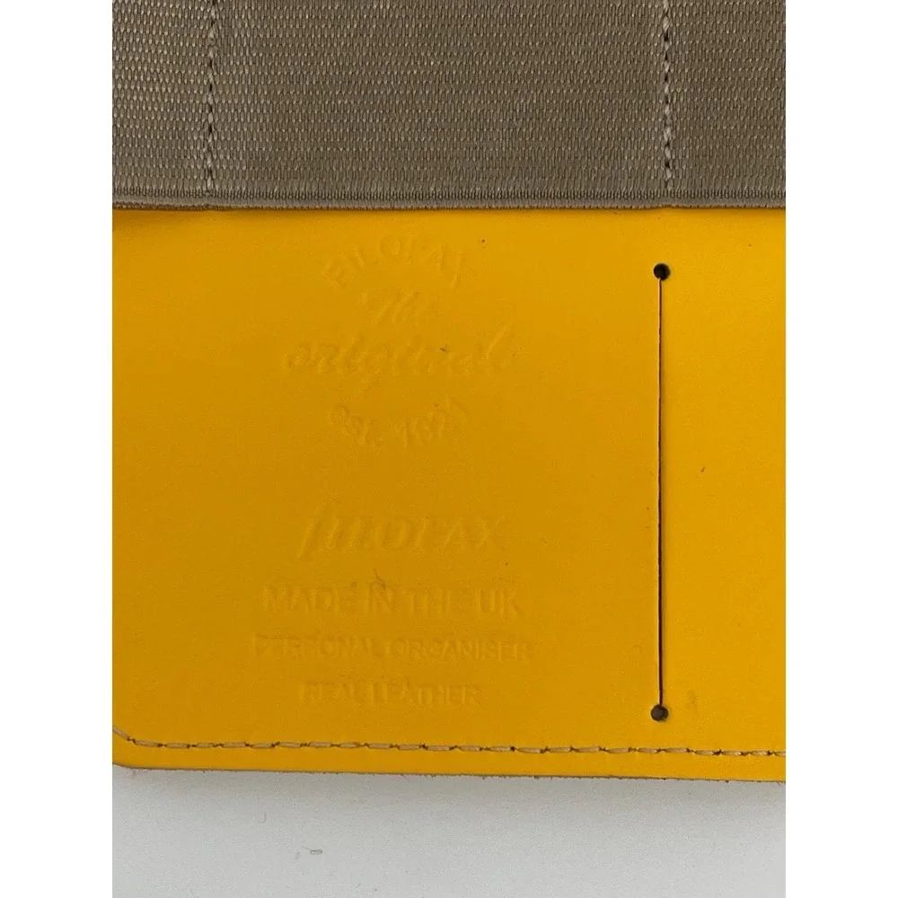 Filofax Original Leather Organizer Yellow Personal Size Made in UK Rare Color